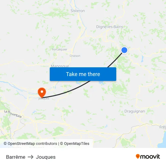 Barrême to Jouques map