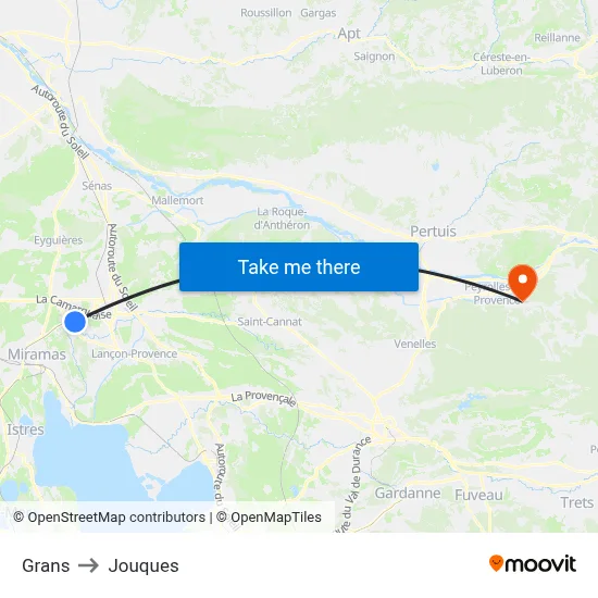 Grans to Jouques map