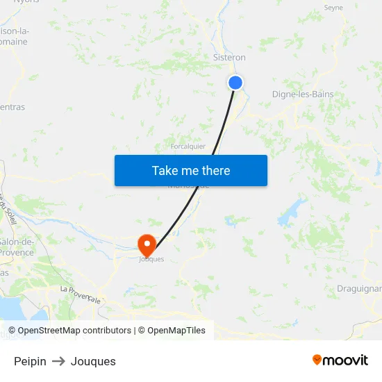 Peipin to Jouques map