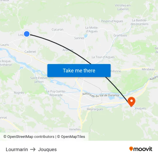 Lourmarin to Jouques map