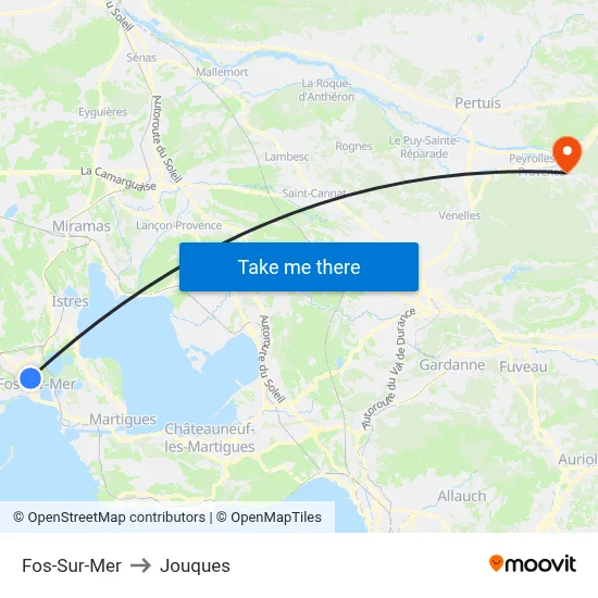 Fos-Sur-Mer to Jouques map