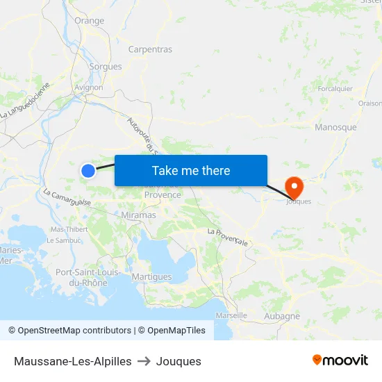 Maussane-Les-Alpilles to Jouques map