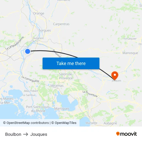 Boulbon to Jouques map