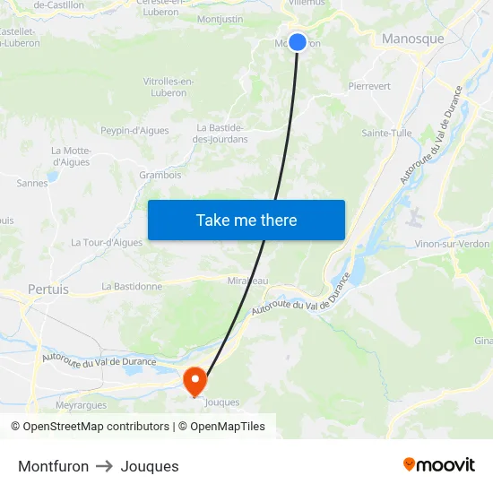 Montfuron to Jouques map