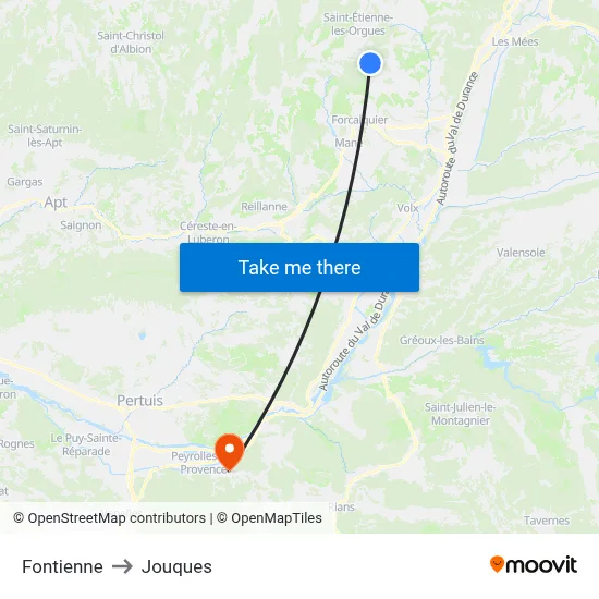 Fontienne to Jouques map