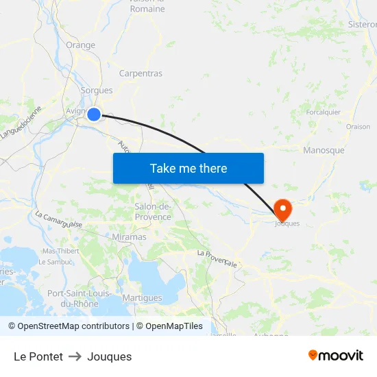 Le Pontet to Jouques map