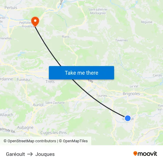 Garéoult to Jouques map