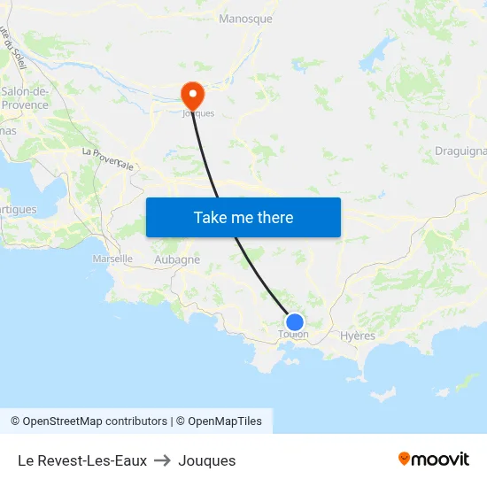 Le Revest-Les-Eaux to Jouques map