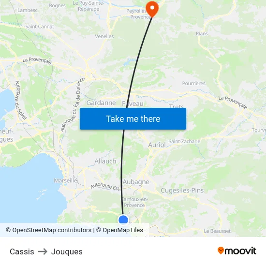 Cassis to Jouques map