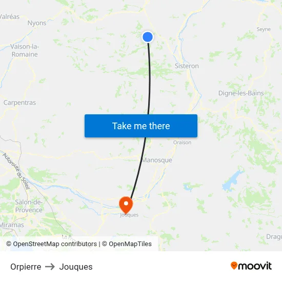 Orpierre to Jouques map