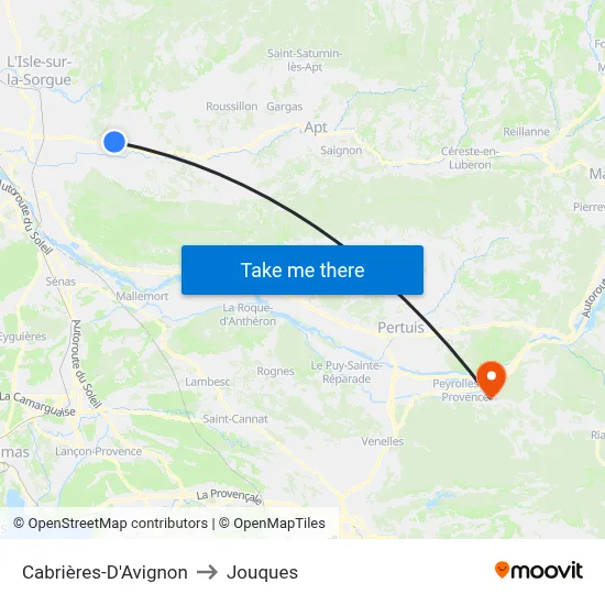 Cabrières-D'Avignon to Jouques map