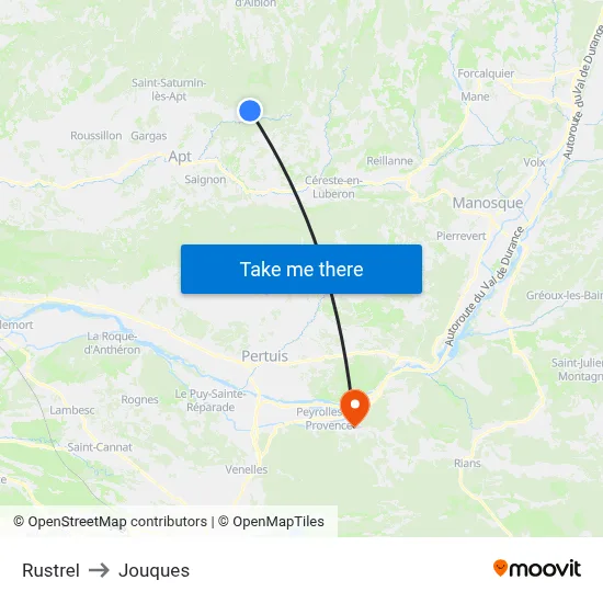 Rustrel to Jouques map