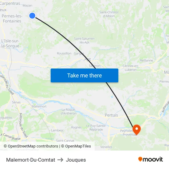 Malemort-Du-Comtat to Jouques map