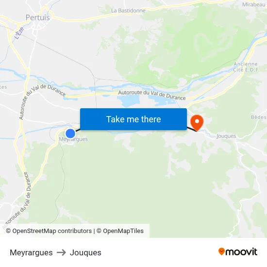 Meyrargues to Jouques map