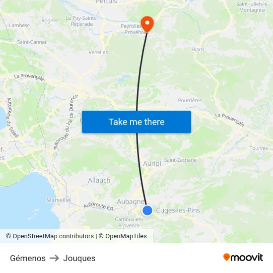 Gémenos to Jouques map