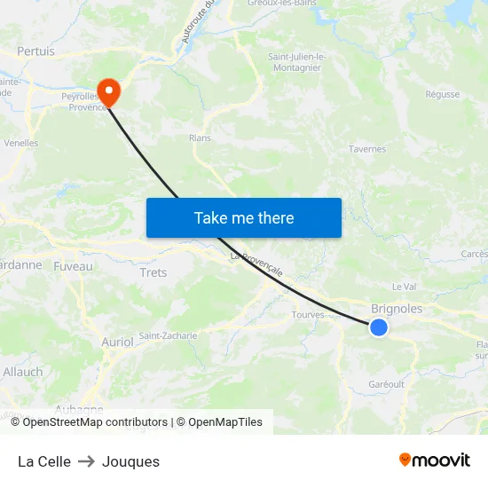 La Celle to Jouques map