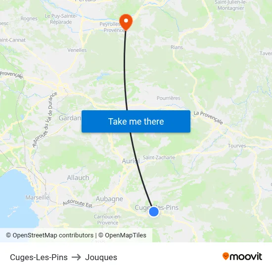 Cuges-Les-Pins to Jouques map