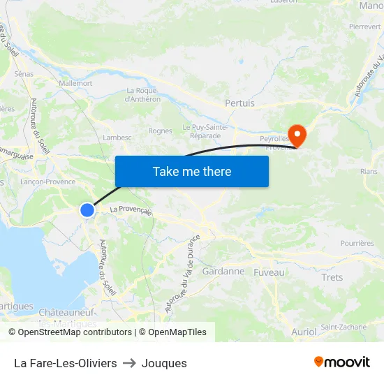 La Fare-Les-Oliviers to Jouques map