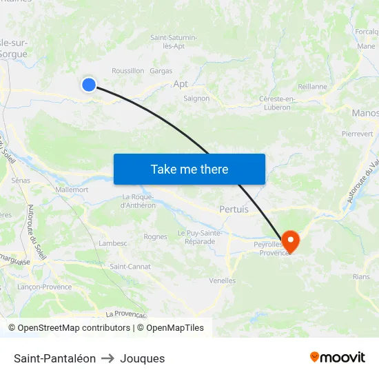 Saint-Pantaléon to Jouques map