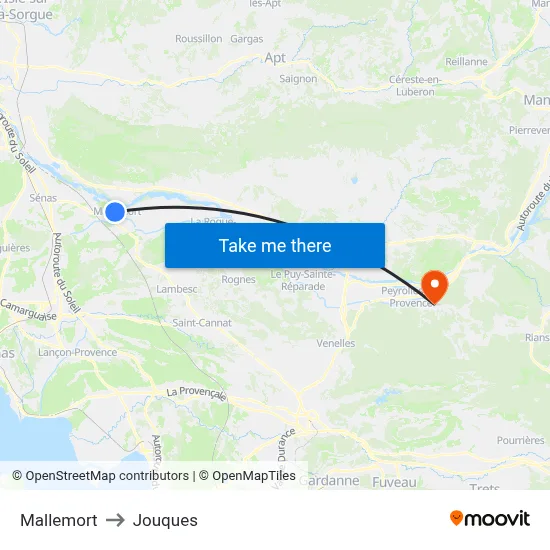 Mallemort to Jouques map