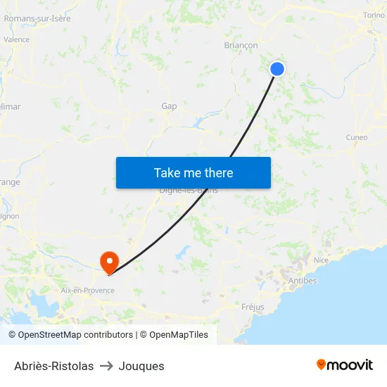 Abriès-Ristolas to Jouques map