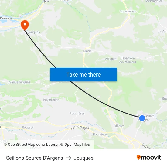 Seillons-Source-D'Argens to Jouques map
