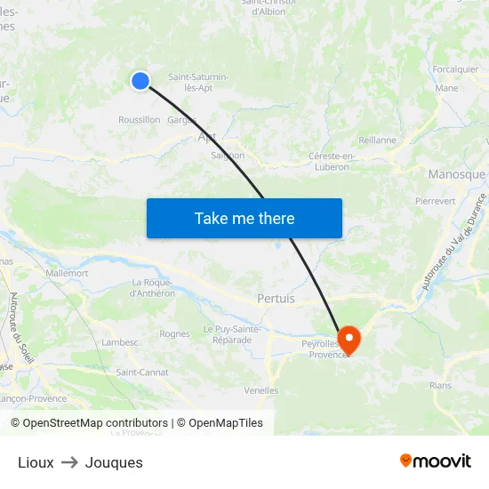 Lioux to Jouques map