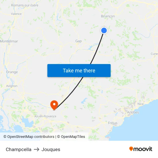 Champcella to Jouques map