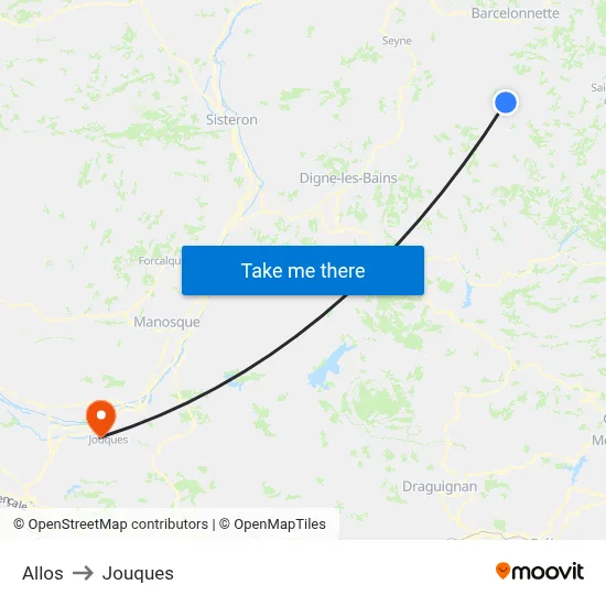 Allos to Jouques map