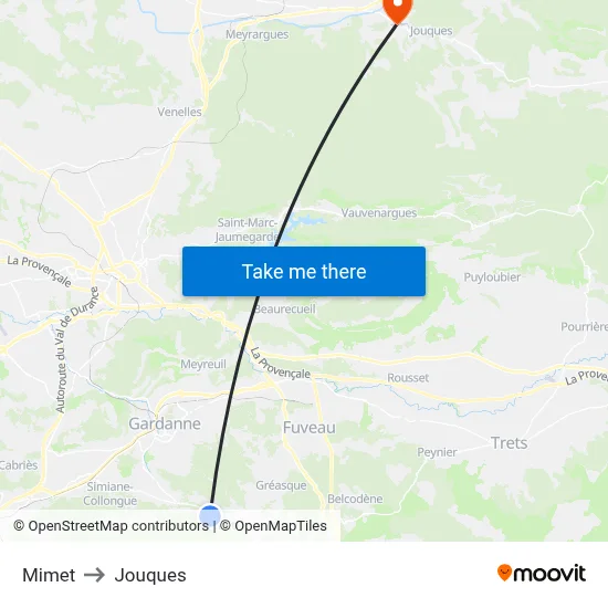 Mimet to Jouques map