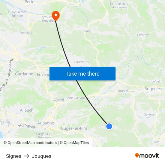 Signes to Jouques map