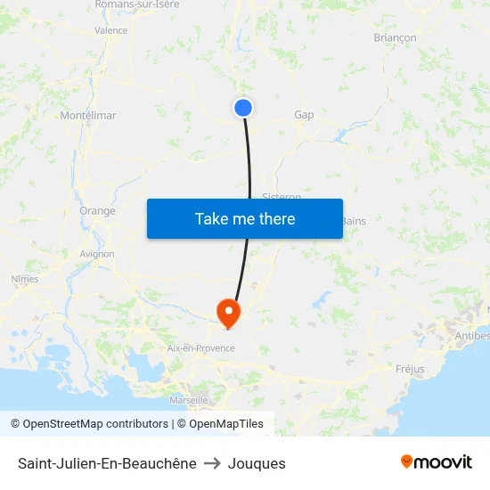 Saint-Julien-En-Beauchêne to Jouques map