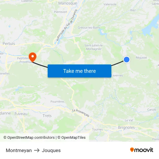 Montmeyan to Jouques map