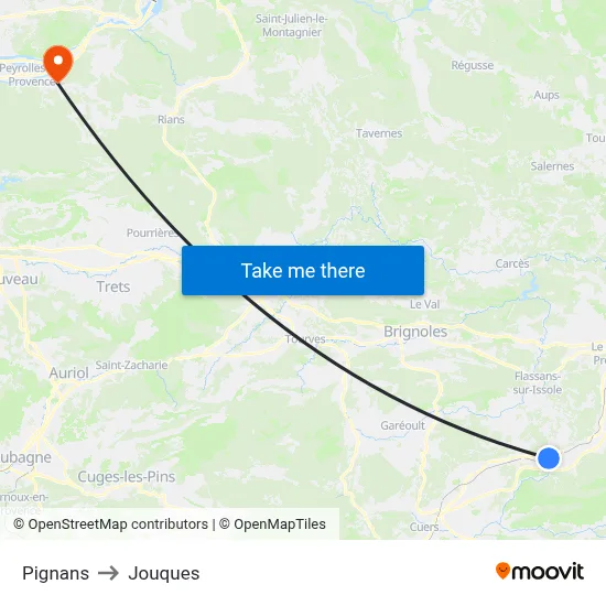 Pignans to Jouques map