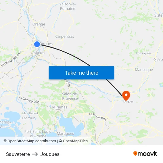 Sauveterre to Jouques map