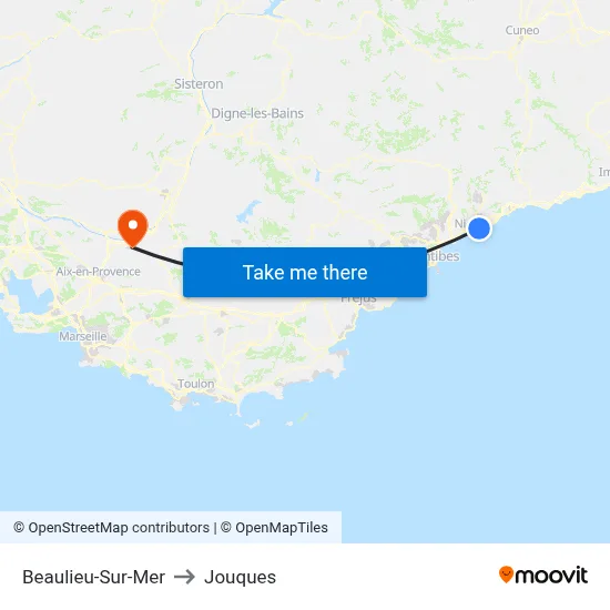 Beaulieu-Sur-Mer to Jouques map