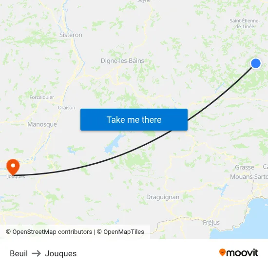 Beuil to Jouques map