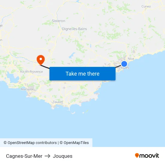 Cagnes-Sur-Mer to Jouques map