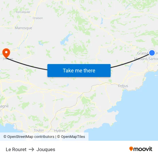 Le Rouret to Jouques map