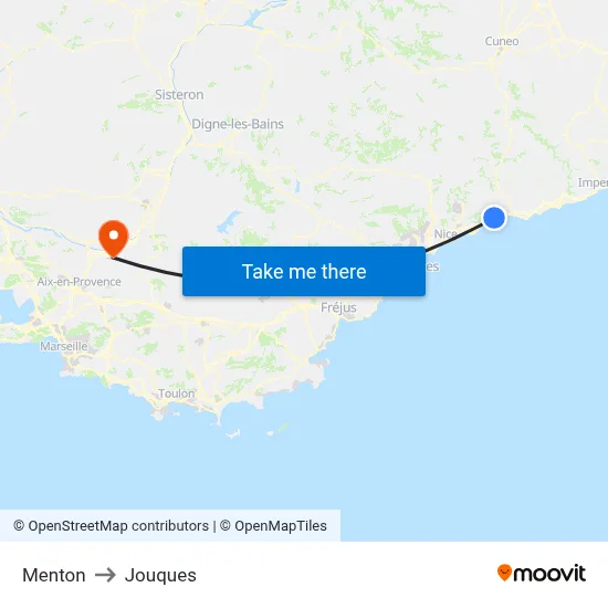 Menton to Jouques map
