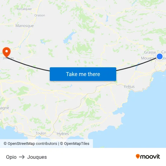 Opio to Jouques map