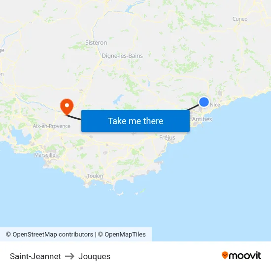 Saint-Jeannet to Jouques map