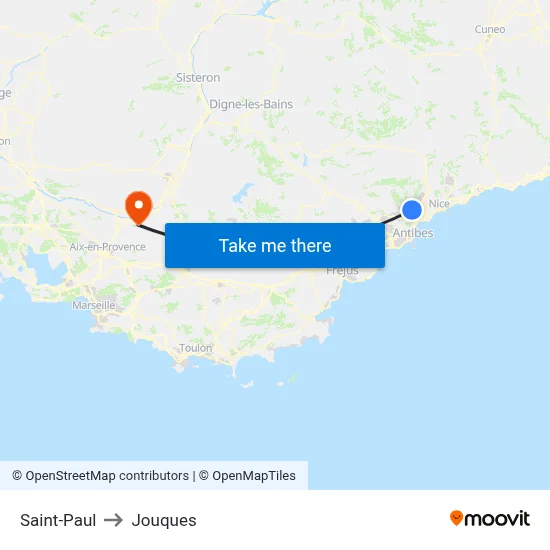 Saint-Paul to Jouques map