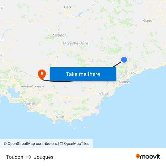 Toudon to Jouques map