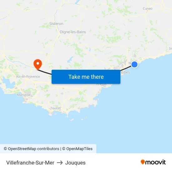 Villefranche-Sur-Mer to Jouques map