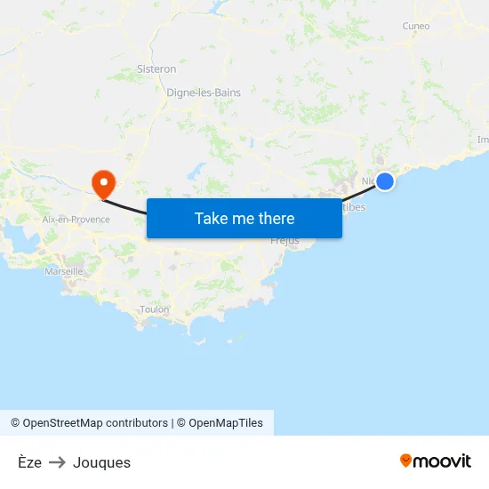Èze to Jouques map