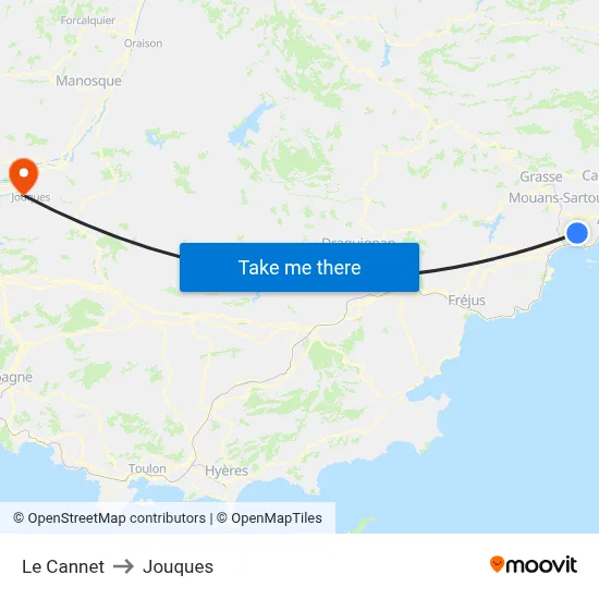 Le Cannet to Jouques map
