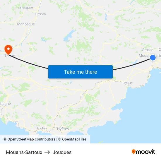 Mouans-Sartoux to Jouques map