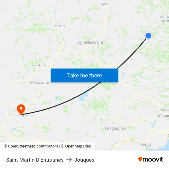 Saint-Martin-D'Entraunes to Jouques map