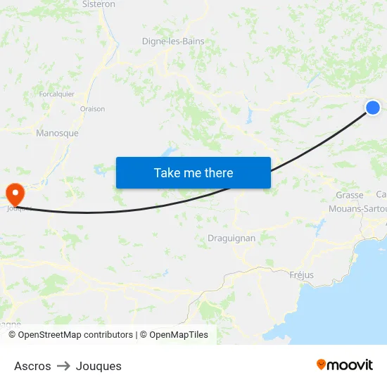 Ascros to Jouques map